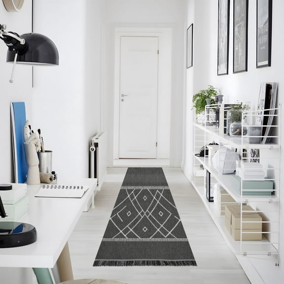 Iauyy 72"x23.5" Runner Rugs for Hallway Kitchen Entryway Washable Vintage Runner Rugs Non-slip ,Symmetrical Rhombus
