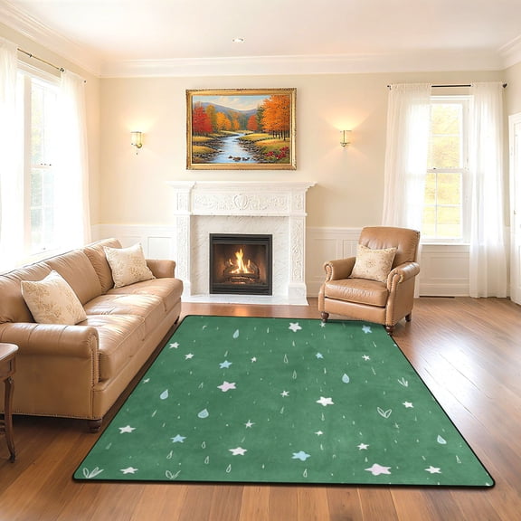 Iauyy 80x58in Washable Large Non-Slip Area Rugs,Modern Minimalist Patterns Ultra Soft Washable for Floor Mats for House Living Room Dining Room Office，Cute Raindrops