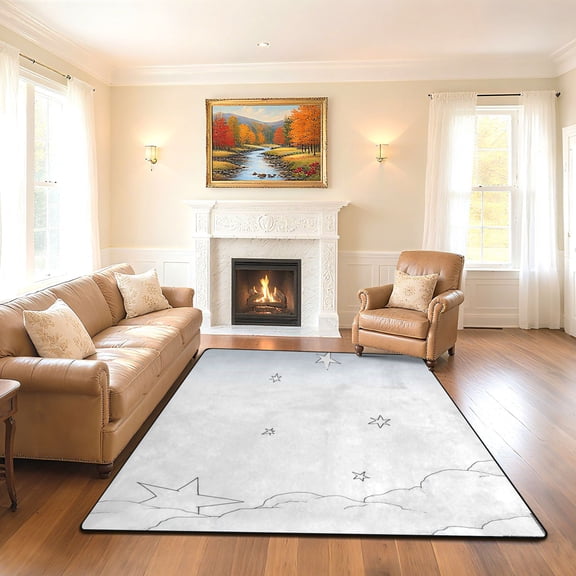 Iauyy 80x58in Washable Large Non-Slip Area Rugs,Modern Minimalist Patterns Ultra Soft Washable for Floor Mats for House Living Room Dining Room Office,Lines Are Rough and Bold