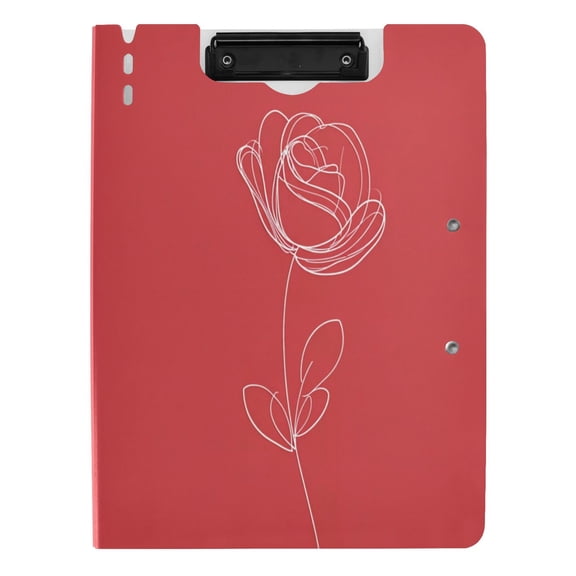 Iauyy A4 Foldable Binder Clipboard with 2 Clips, Waterproof & Scratch Resistant,Holds 80 Sheets,Rose Logo