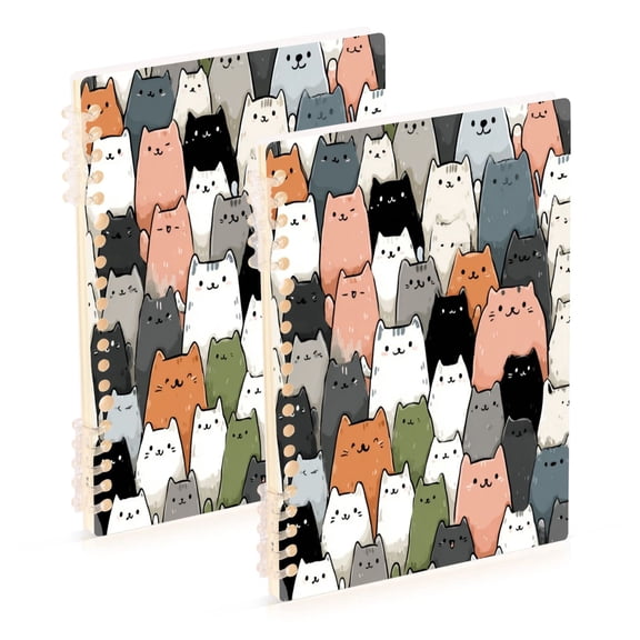 Iauyy A5 Journey Note Diary- Spiral Fastener Notebooks- Office/College Ruled 1 Pack(60 Sheets), Big Cats