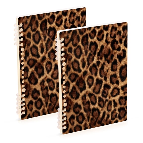 Iauyy A5 Journey Note Diary- Spiral Fastener Notebooks- Office/College Ruled 1 Pack(60 Sheets), Brown Leopard Print