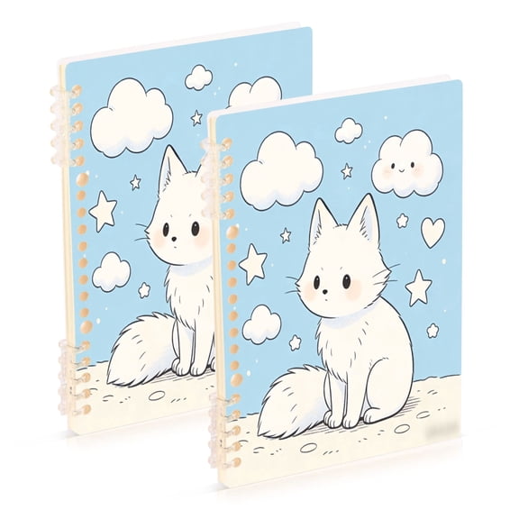 Iauyy A5 Journey Note Diary- Spiral Fastener Notebooks- Office/College Ruled 1 Pack(60 Sheets), Cat Animation