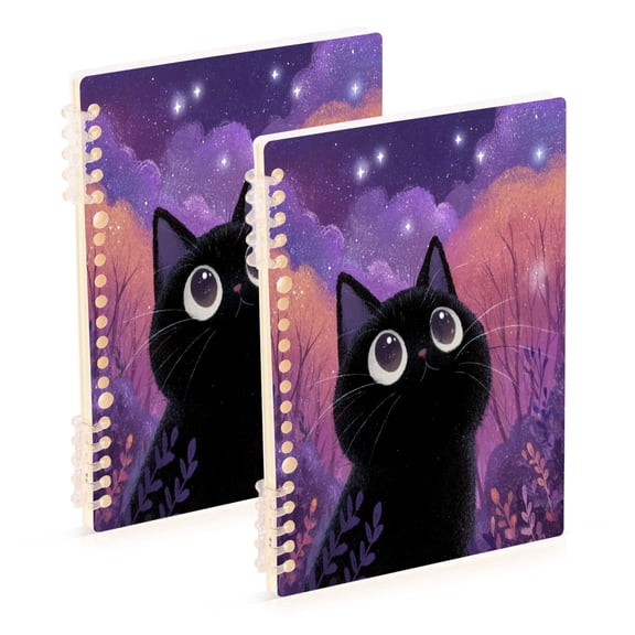 Iauyy A5 Journey Note Diary- Spiral Fastener Notebooks- Office/College Ruled 1 Pack(60 Sheets), Cat's Eyes with Light