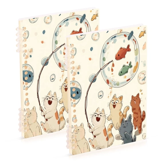Iauyy A5 Journey Note Diary- Spiral Fastener Notebooks- Office/College Ruled 1 Pack(60 Sheets), Cats and Dogs