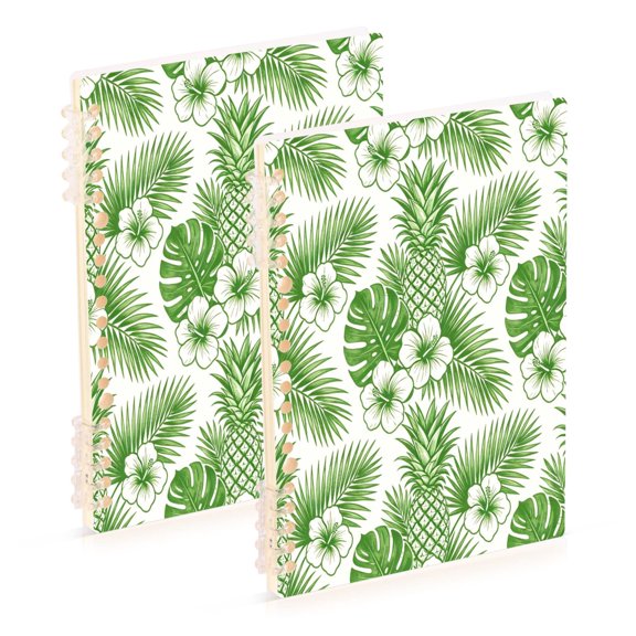 Iauyy A5 Journey Note Diary- Spiral Fastener Notebooks- Office/College Ruled 1 Pack(60 Sheets), Hawaiian Pattern 1