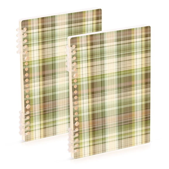 Iauyy A5 Journey Note Diary- Spiral Fastener Notebooks- Office/College Ruled 1 Pack(60 Sheets), Light Green Check Pattern