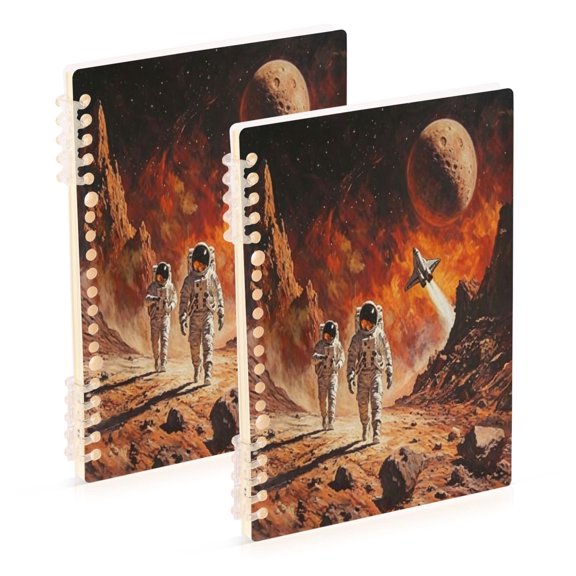 Iauyy A5 Journey Note Diary- Spiral Fastener Notebooks- Office/College Ruled 1 Pack(60 Sheets), Mars Walk