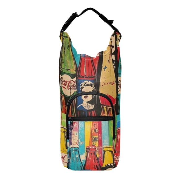 Iauyy Adjustable Strap Water Bottle Carrier Holder Pouch Bag for Outdoor Hiking Sports, Bottle Art, 20-40oz