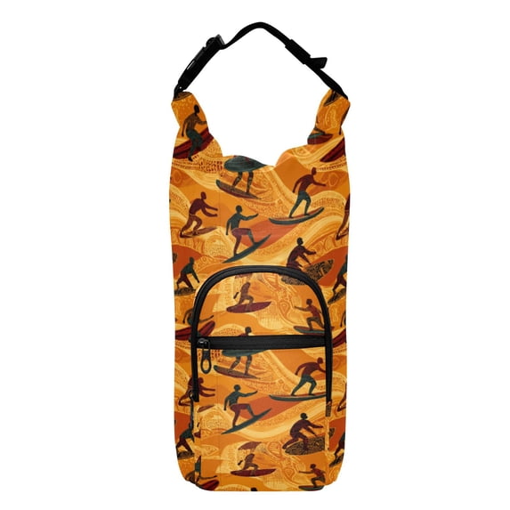 Iauyy Adjustable Strap Water Bottle Carrier Holder Pouch Bag for Outdoor Hiking Sports, Indigenous Art Style, 20-40oz