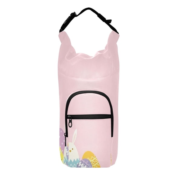 Iauyy Adjustable Strap Water Bottle Carrier Holder Pouch Bag for Outdoor Hiking Sports, Pink-easter Eggs, 20-40oz