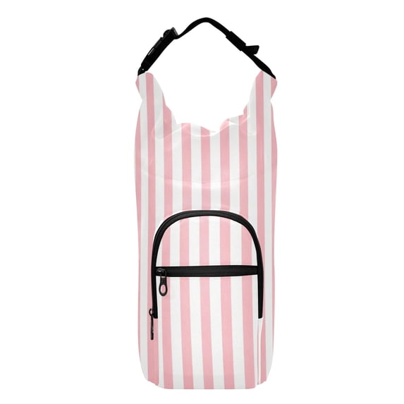 Iauyy Adjustable Strap Water Bottle Carrier Holder Pouch Bag for Outdoor Hiking Sports, Pink-white Stripes, 20-40oz
