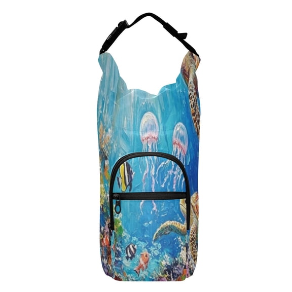 Iauyy Adjustable Strap Water Bottle Carrier Holder Pouch Bag for Outdoor Hiking Sports, Sea Turtle Art, 20-40oz