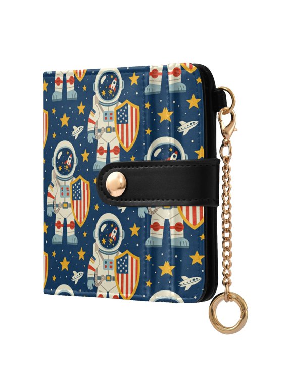 Bifold Wallet PU Leather RFID Blocking, Women's Card Cases with 7 Card Slots, Shield Pattern