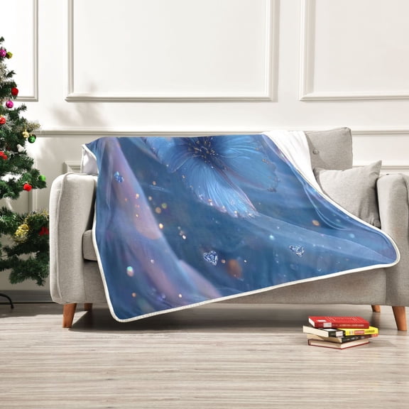 Iauyy Blue Veil Blanket ,Arctic Wool Throw Blankets All Season Bed Blanket for Couch Sofa Decoration Christmas Gifts 50x60 in