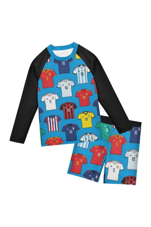 Boys' Bathing Suit Sets: UPF 50+ Rash Guard Collections for 3T, Blue Jersey