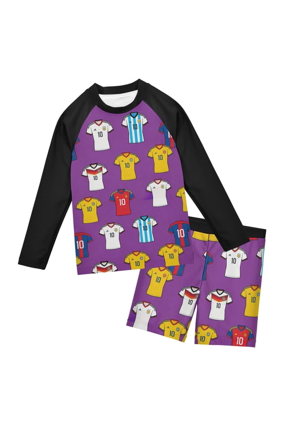 Boys' Bathing Suit Sets: UPF 50+ Rash Guard Collections for 3T, Purple Jersey