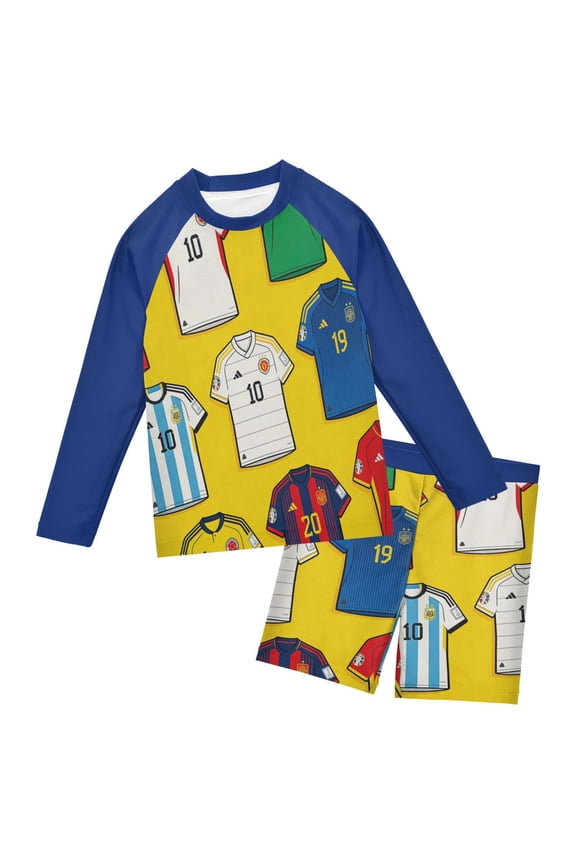 Boys' Bathing Suit Sets: UPF 50+ Rash Guard Collections for 5-6T, Yellow Jersey