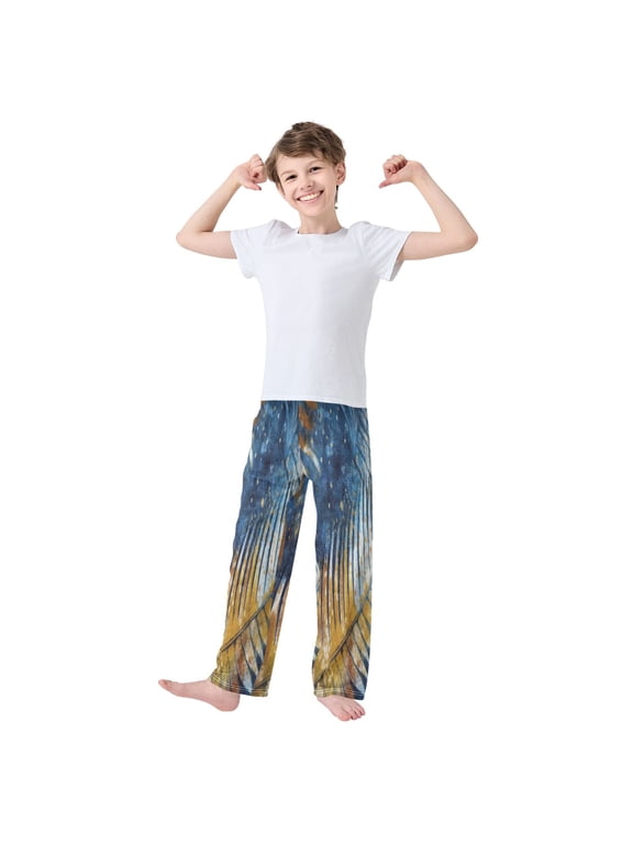 Boys Pajama Pants for Boys-Cotton-Like Modal PJ Bottoms for Kids-Relaxed Fit-Soft Sleep Pants in Sizes 6Y-14Y (S-XL),Batik Fabric