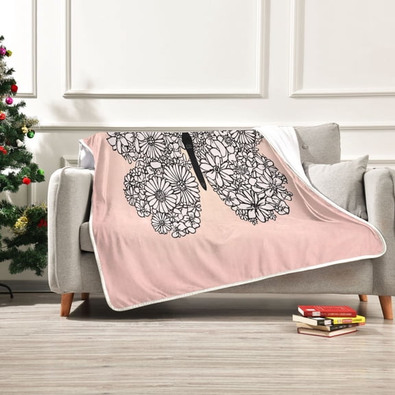 Iauyy Butterflies Made Of Flowers Blanket ,Arctic Wool Throw Blankets All Season Bed Blanket for Couch Sofa Decoration Christmas Gifts 50x60 in