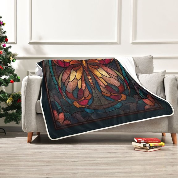 Iauyy Butterfly Glass Blanket ,Arctic Wool Throw Blankets All Season Bed Blanket for Couch Sofa Decoration Christmas Gifts 50x60 in