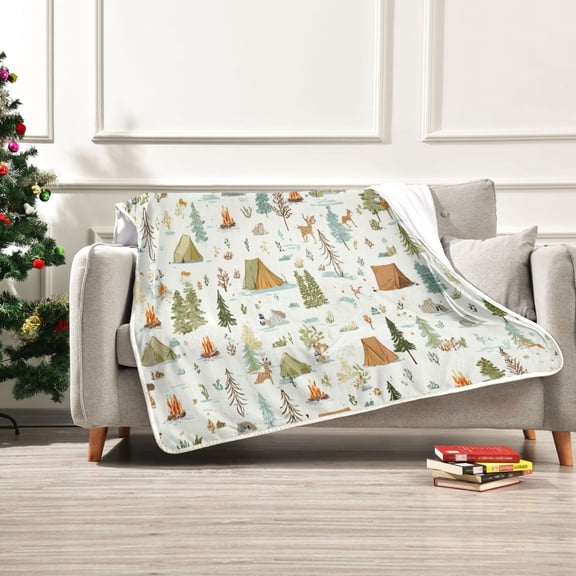 Iauyy Camping Tent and Bonfire Blanket ,Arctic Wool Throw Blankets All Season Bed Blanket for Couch Sofa Decoration Christmas Gifts 50x60 in