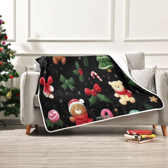 Iauyy Candy Sticks Blanket ,Arctic Wool Throw Blankets All Season Bed Blanket for Couch Sofa Decoration Christmas Gifts 60x80 in