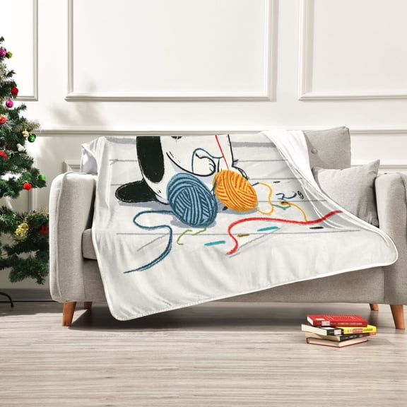 Iauyy Cartoon Crayon Drawing Blanket ,Arctic Wool Throw Blankets All Season Bed Blanket for Couch Sofa Decoration Christmas Gifts 50x60 in