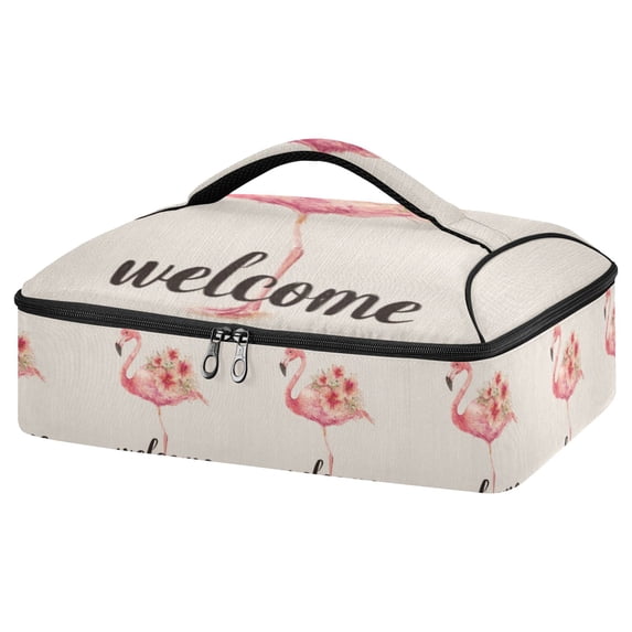Iauyy Casserole Carrier for Hot Food Insulated Casserole Travel Carry Bag with Lid Food Warmer Bag for Party/Picnic,Adorable Flamingo