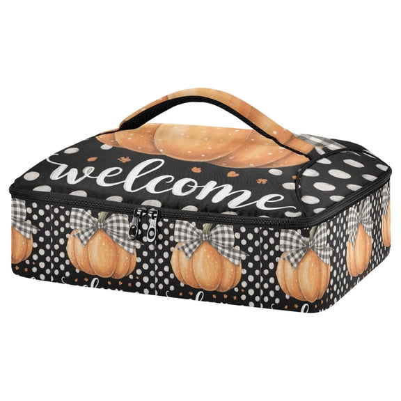 Iauyy Casserole Carrier for Hot Food Insulated Casserole Travel Carry Bag with Lid Food Warmer Bag for Party/Picnic,Big Pumpkin