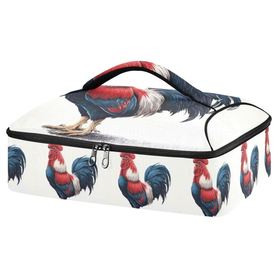 Iauyy Casserole Carrier for Hot Food Insulated Casserole Travel Carry Bag with Lid Food Warmer Bag for Party/Picnic,Color Of The Rooster-a