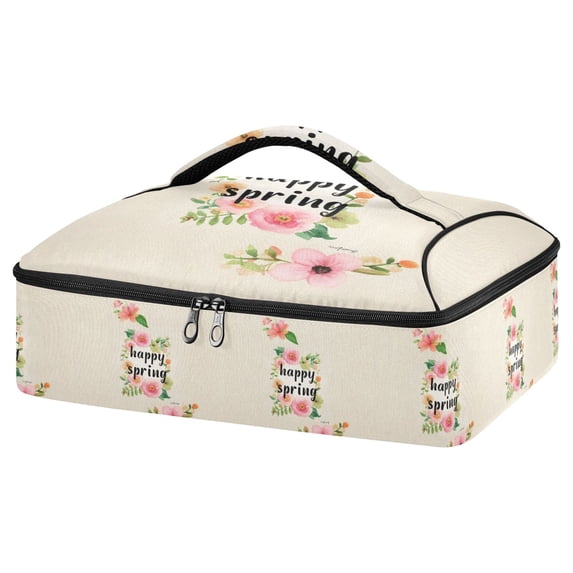 Iauyy Casserole Carrier for Hot Food Insulated Casserole Travel Carry Bag with Lid Food Warmer Bag for Party/Picnic,Floral Theme