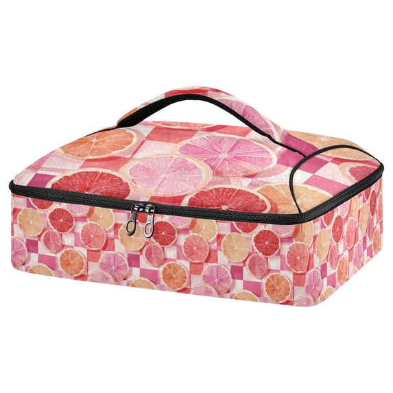 Iauyy Casserole Carrier for Hot Food Insulated Casserole Travel Carry Bag with Lid Food Warmer Bag for Party/Picnic,Grapefruit
