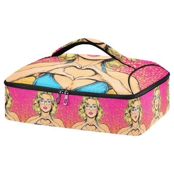 Iauyy Casserole Carrier for Hot Food Insulated Casserole Travel Carry Bag with Lid Food Warmer Bag for Party/Picnic,Heart-shaped Gesture