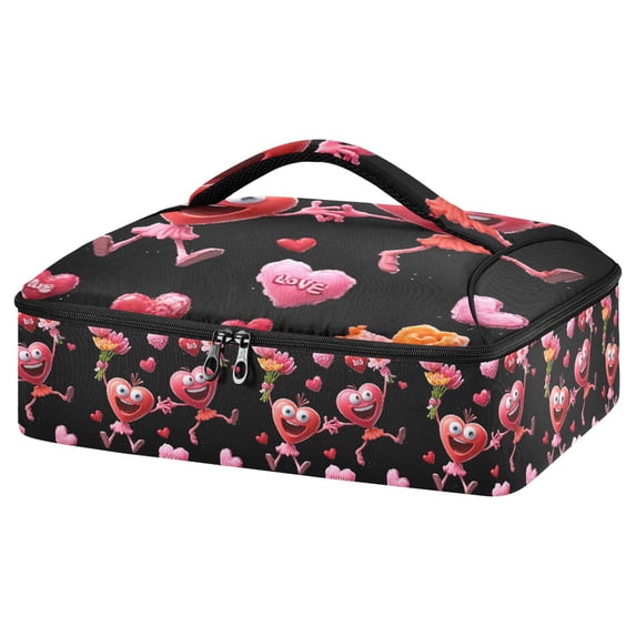 Iauyy Casserole Carrier for Hot Food Insulated Casserole Travel Carry Bag with Lid Food Warmer Bag for Party/Picnic,Joyful Valentine's Day