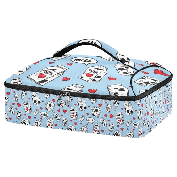 Iauyy Casserole Carrier for Hot Food Insulated Casserole Travel Carry Bag with Lid Food Warmer Bag for Party/Picnic,Milk Carton