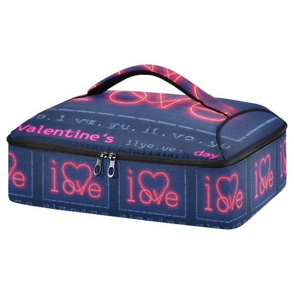 Iauyy Casserole Carrier for Hot Food Insulated Casserole Travel Carry Bag with Lid Food Warmer Bag for Party/Picnic,Neon Heart-shape