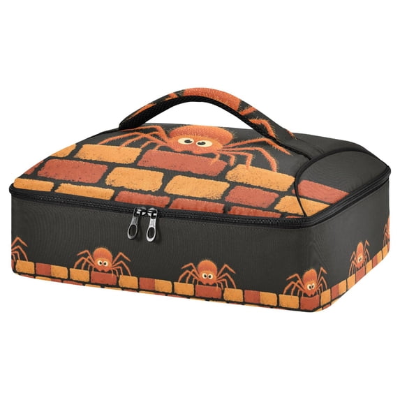 Iauyy Casserole Carrier for Hot Food Insulated Casserole Travel Carry Bag with Lid Food Warmer Bag for Party/Picnic,Orange Background