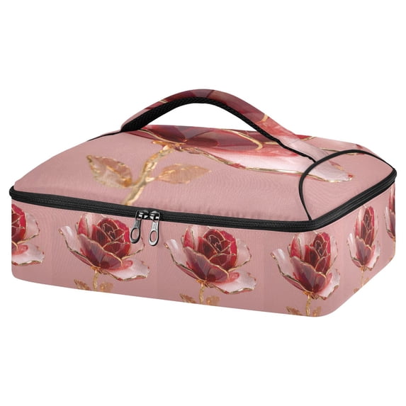 Iauyy Casserole Carrier for Hot Food Insulated Casserole Travel Carry Bag with Lid Food Warmer Bag for Party/Picnic,Romantic Atmosphere-a