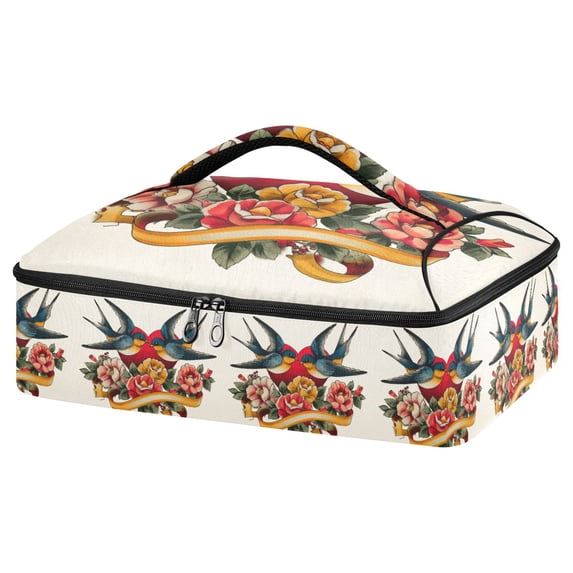 Iauyy Casserole Carrier for Hot Food Insulated Casserole Travel Carry Bag with Lid Food Warmer Bag for Party/Picnic,Two Swallows