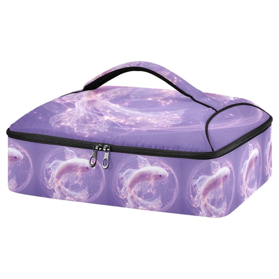 Iauyy Casserole Carrier for Hot Food Insulated Casserole Travel Carry Bag with Lid Food Warmer Bag for Party/Picnic,White Small Fish