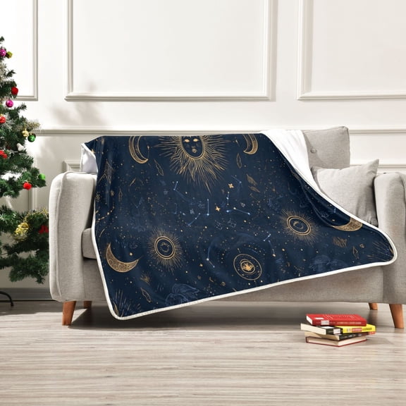 Iauyy Celestial Pattern Blanket ,Arctic Wool Throw Blankets All Season Bed Blanket for Couch Sofa Decoration Christmas Gifts 50x60 in