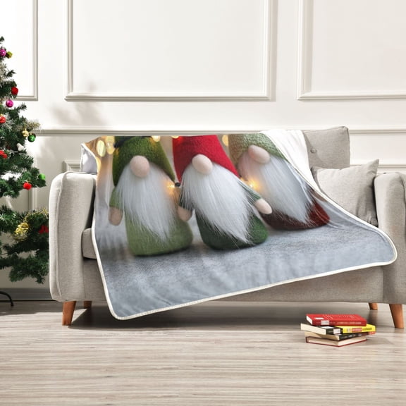 Iauyy Christmas Hat Dwarf Blanket ,Arctic Wool Throw Blankets All Season Bed Blanket for Couch Sofa Decoration Christmas Gifts 60x80 in