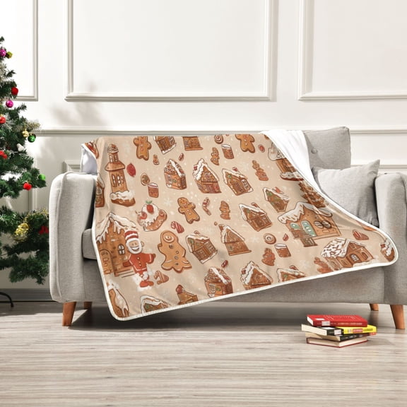 Iauyy Christmas House Illustration Blanket ,Arctic Wool Throw Blankets All Season Bed Blanket for Couch Sofa Decoration Christmas Gifts 60x80 in