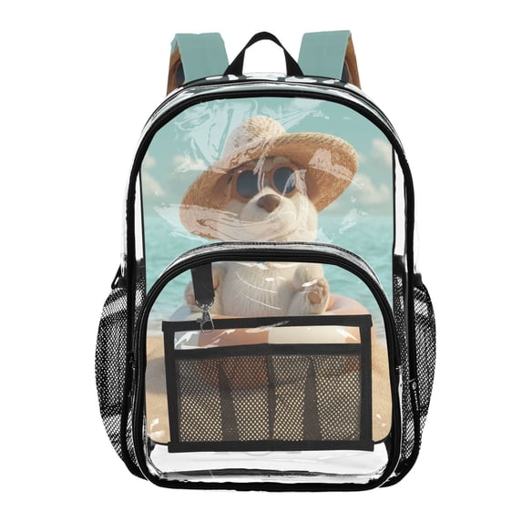 Iauyy Clear Backpack Heavy Duty PVC Transparent Backpack for College Workplace, 3d Animation Patterns