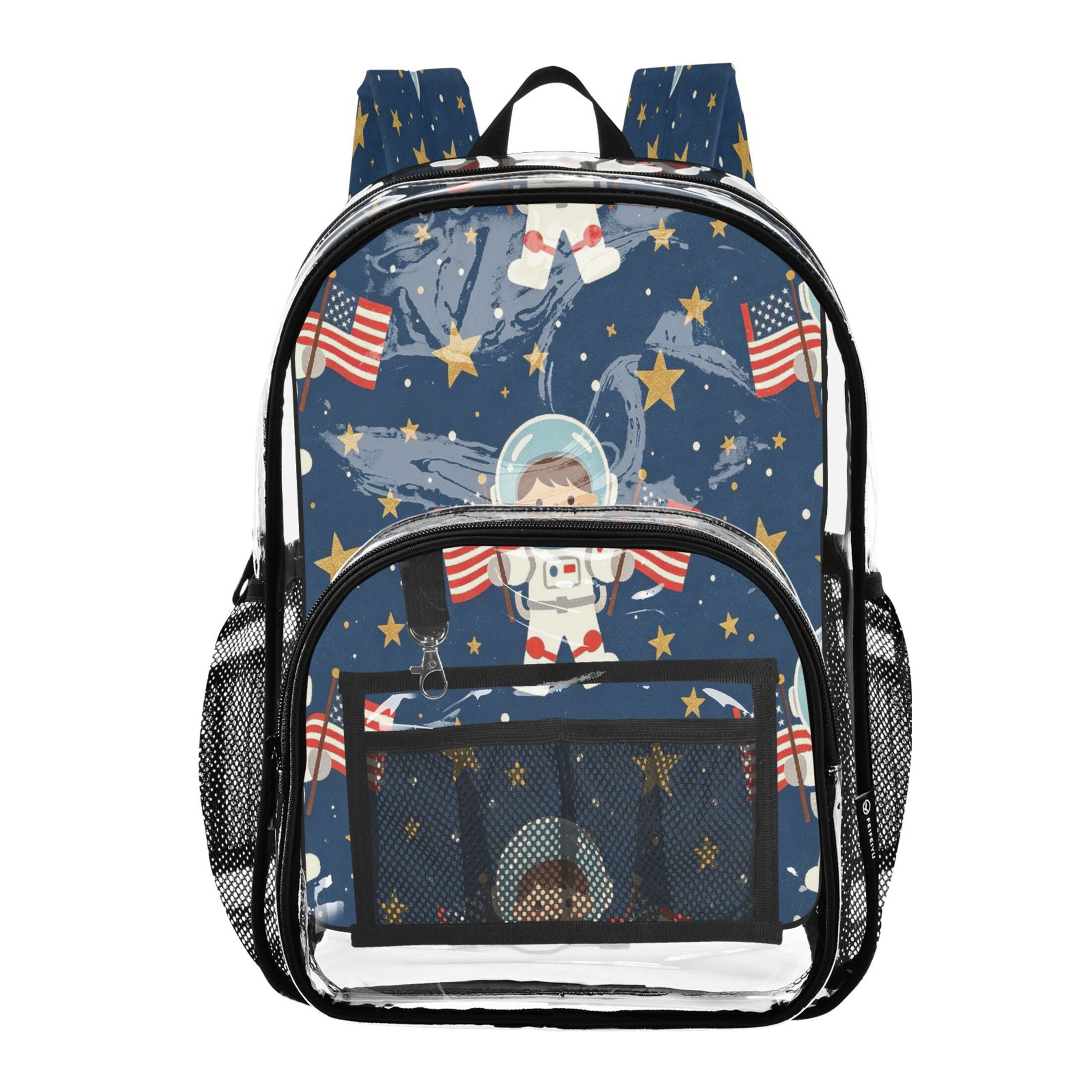 Iauyy Clear Backpack Heavy Duty PVC Transparent Backpack for College Workplace, Astronaut Pattern