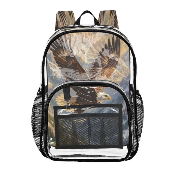 Iauyy Clear Backpack Heavy Duty PVC Transparent Backpack for College Workplace, Bird Soar