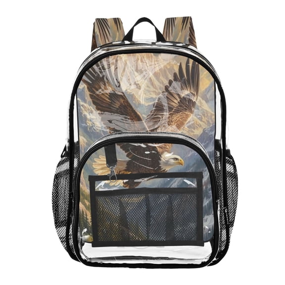 Iauyy Clear Backpack Heavy Duty PVC Transparent Backpack for College Workplace, Bird Soar
