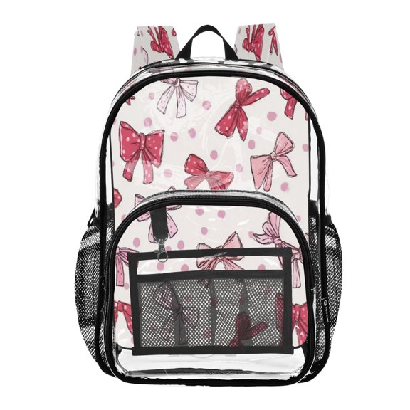 Iauyy Clear Backpack Heavy Duty PVC Transparent Backpack for College Workplace, Dot Pattern