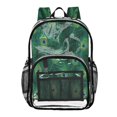 thumbnail image 1 of Iauyy Clear Backpack Heavy Duty PVC Transparent Backpack for College Workplace, Green Peacock Feather Pattern, 1 of 8